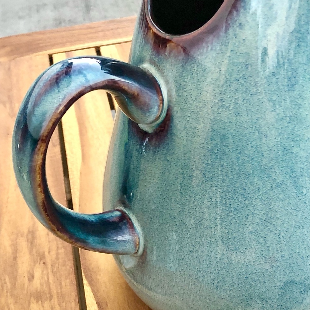 UPDATED - Russel Wright Sky Blue Pitcher - Glazed Pottery Ceramic Stoneware